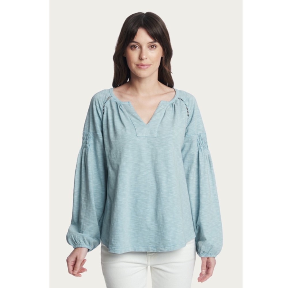 Frye Smocked Knit Peasant Flowy Top  L NWT - Picture 7 of 8